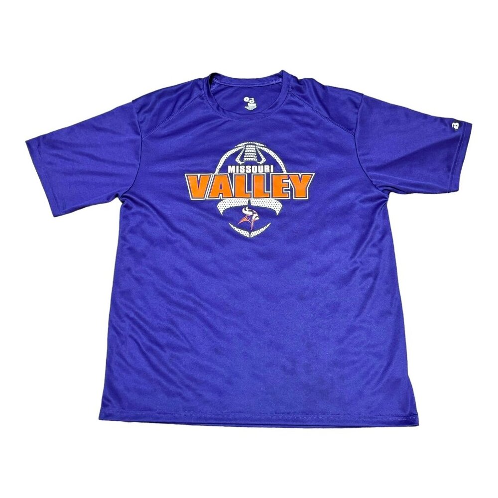 Missouri Valley Football T-Shirt Badger Sport Large Purple Fan Gear Polyester